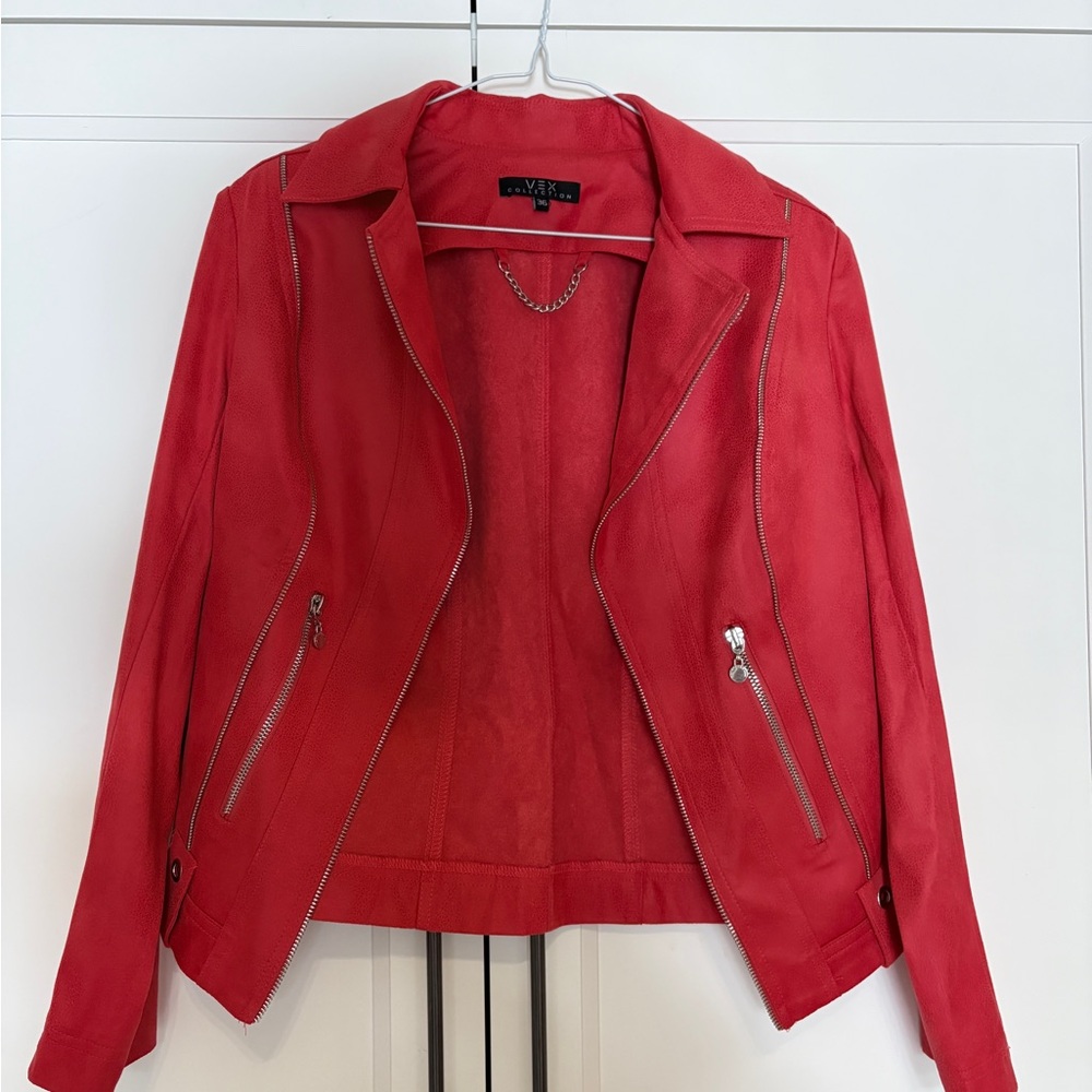 Coral Faux-Leather Jacket - Women’s